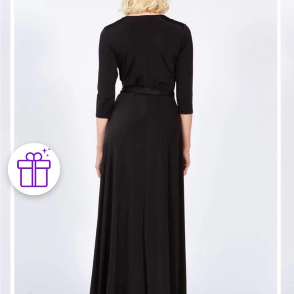 Black faux wrap maxi 3/4 sleeve dress - Picture 7 of 7